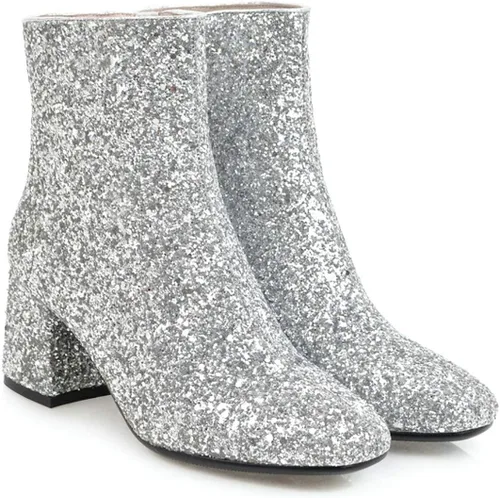 Miniatura 9 de MAVMAX Botines brillantes con lentejuelas para mujer, tacones gruesos, botines brillantes