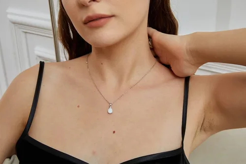 Miniatura 2 de Collar de ópalo chapado de 18 quilates, oro blanco y oro rosa para mujer