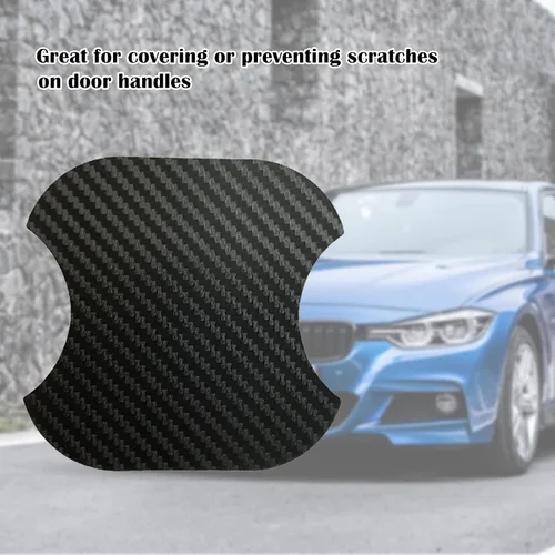 Miniatura 8 de kingsea 4 protectores contra arañazos para manija de puerta de automóvil, textura magnética extraíble de fibra de carbono 3D, textura de fibra