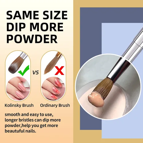 Miniatura 3 de Kolinsky - Brocha de uñas acrílicas 100% tamaño 8, pincel de arte de forma redonda para manicura profesional de uñas (#8, dorado)