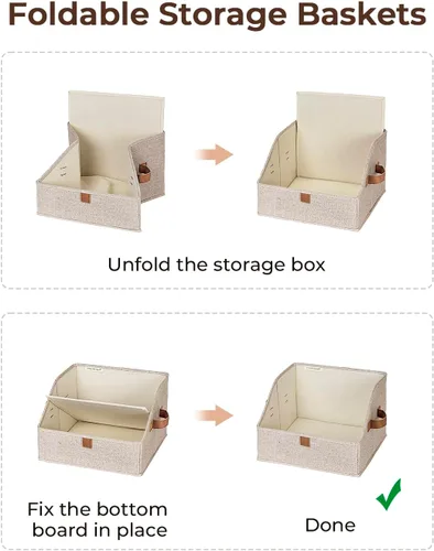 Miniatura 5 de StorageWorks - Contenedores de almacenamiento para armario, caja organizadora trapezoidal para estantes, contenedor de tela para ropa, cestas Marrón