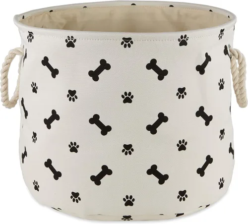 Miniatura 27 de Bone Dry - Colección de almacenamiento para mascotas con diseño de huella de pata y hueso, rectángulo pequeño, 14x8x9 pulgadas, color rosa 2-Rosa
