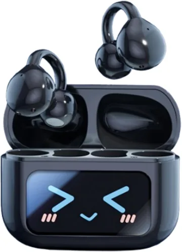 Auriculares abiertos con clip para la oreja, auriculares inalámbricos Bluetooth 5.4, auriculares deportivos con pantalla táctil LED inalámbrica,