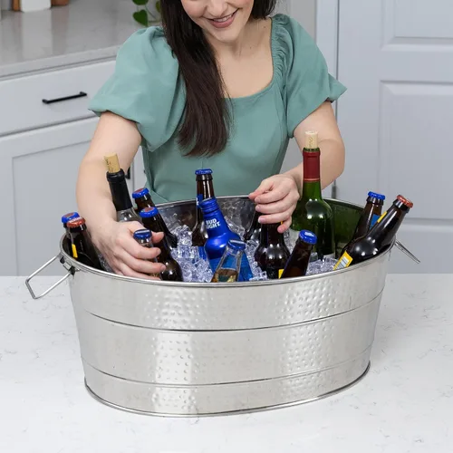 Miniatura 7 de BREKX Aspen - Bañera personalizada de metal para fiestas de acero inoxidable para hielo y bebidas, enfriador de bebidas para bodas, aniversarios
