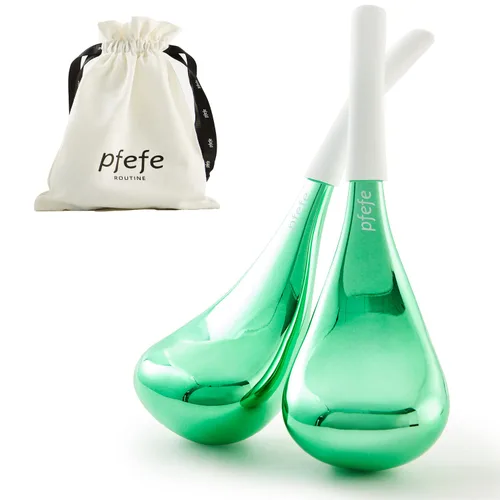 Miniatura 9 de pfefe Globos de Hielo Herramientas para el Cuidado de la Piel Facial para Mujeres Cara y Ojos, Palitos Criogénicos de Belleza Facial de Acero Negro