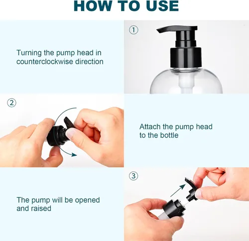 Miniatura 3 de Botellas Dispensadoras de Bomba de Plástico Vacías Paquete de 2 Botellas con Bomba Recargables Transparentes para Champú, Jabón Líquido, Aceite