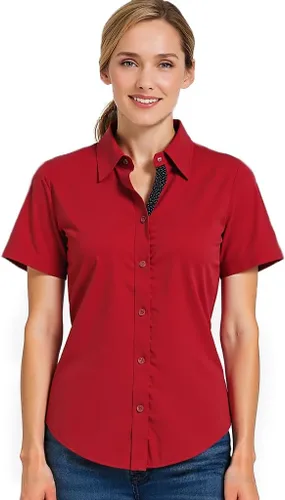 Miniatura 11 de Jandukar Camisas con botones para mujer, camisas de trabajo de manga corta para mujer, tops de oficina