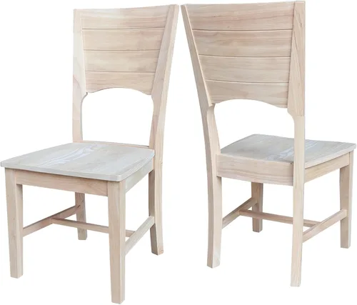 IC INTERNATIONAL CONCEPTS Canyon Collection - Juego de dos sillas de madera maciza sin terminar