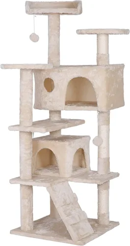 Miniatura 11 de ZENY - Árbol para gatos 53‘‘ , con postes de sisal y 2 habitaciones de peluche, muebles para gatos Marrón