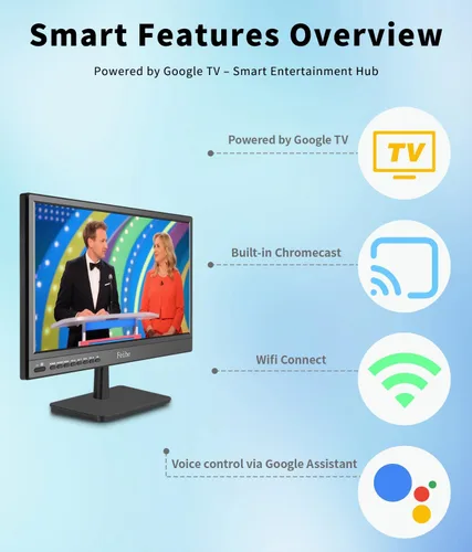 Miniatura 5 de Feihe Pequeño Smart TV de 17 pulgadas, sistema operativo Android integrado, pantalla plana HD compacta Smart Televisión para cocina, hogar, caravana