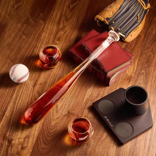 Miniatura 8 de Regalos de béisbol para hombres, juegos de decantador de whisky para hombres, juego de decantador de bate de béisbol de 20 onzas con 2 vasos, regalo
