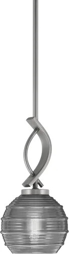 Miniatura 68 de Toltec Lighting Cavella Stem Colgado Mini colgante, acabado grafito, vidrio de muselina blanca de 4 pulgadas