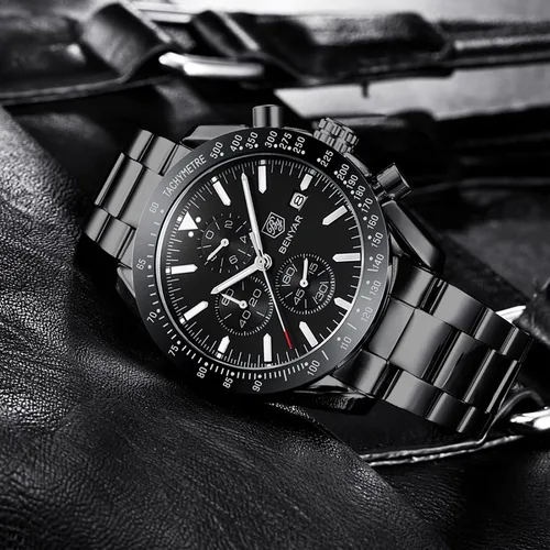 Miniatura 4 de BY BENYAR Relojes para hombre, cronógrafo, analógico, movimiento de cuarzo, elegante, deportivo, reloj de pulsera de diseñador 30M, impermeable