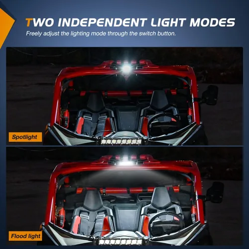 Miniatura 6 de Nilight Luz de cúpula UTV, universal, de 1.5 a 2.0 pulgadas, montaje en barra antivuelco, LED interior, haz combinado de foco e inundación, luces 1