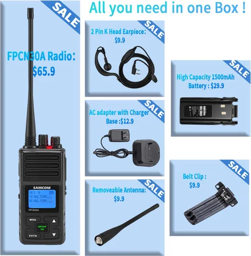 Miniatura 9 de SAMCOM - Radio de 2 vías de largo alcance, FPCN30A 20 canales Walkie Talkie hasta 5 millas, radio de mano recargable para senderismo al aire libre