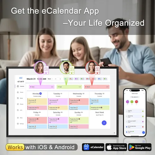 Miniatura 3 de Calendario digital inteligente de 10.1 pulgadas y tabla de tareas, pantalla táctil Full HD, sincronización WiFi, planificador electrónico
