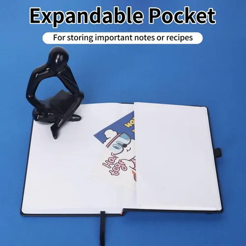 Miniatura 8 de Cuaderno Diario Encuadernado de Liend Negro A5, Libreta de 7mm con Rayas Universitarias, Para Escritura, Trabajo, Escuela, Viajes y Toma de Notas