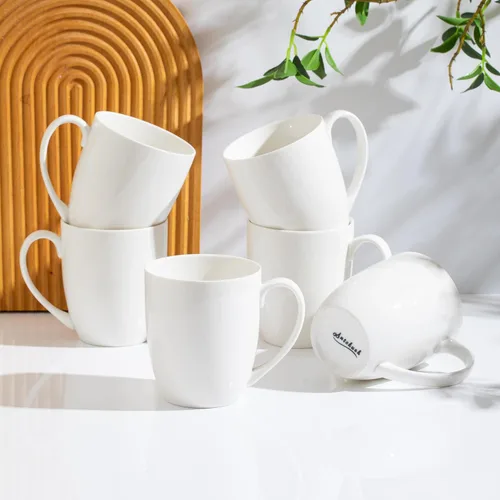 Miniatura 9 de AntoKueh Tazas de café de porcelana de 14 onzas, tazas de cerámica, paquete de 6 con asa para café, coca, capuchino, lavavajillas, aptas