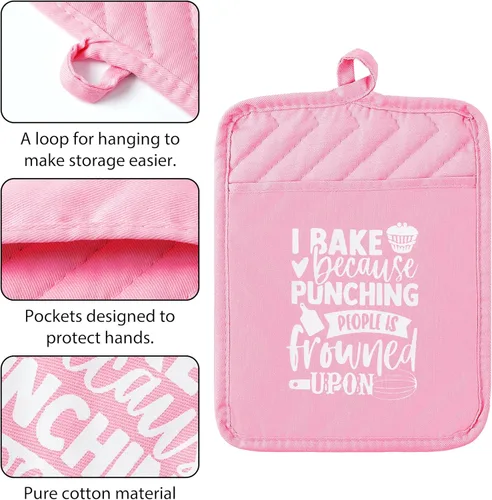 Miniatura 4 de 6 guantes de algodón para horno, soportes para ollas, resistentes a las mujeres, resistentes a la máquina, guantes de microondas con lazo