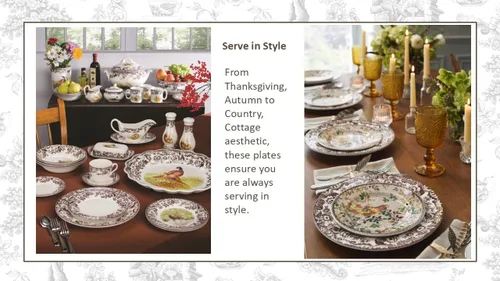 Miniatura 5 de Plato de cena Spode Woodland Red Grouse - 10.5" de loza fina, borde con flores británicas, diseño rústico de animales de caza fabricado