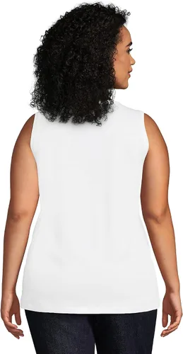 Miniatura 2 de Lands' End Supima - Camiseta sin mangas de algodón con cuello redondo para mujer