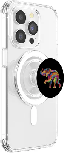 Miniatura 4 de Elefante de decoración de elefante con estampado de elefante en negro PopSockets intercambiable PopGrip