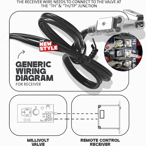 Miniatura 8 de Kit de control remoto para chimenea de gas, control remoto de encendido/apagado, para sistema de válvula de milivoltio, reemplazo para skytech