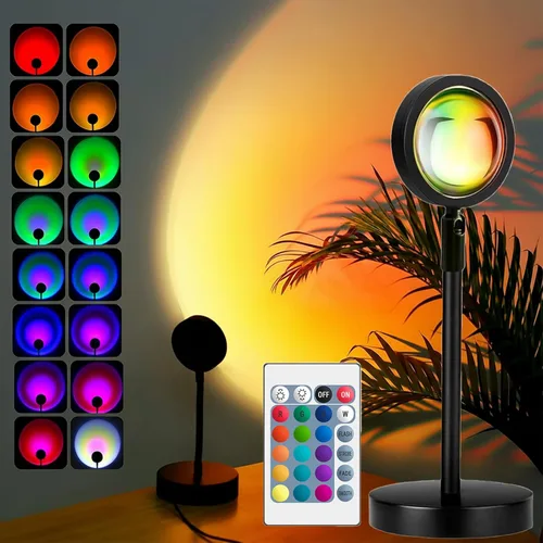 Miniatura 7 de JIMEI Lámpara de puesta de sol, proyector de luces LED para dormitorio, luz nocturna, luces RGB, luz solar, lámpara de amanecer, 10 W, rotación