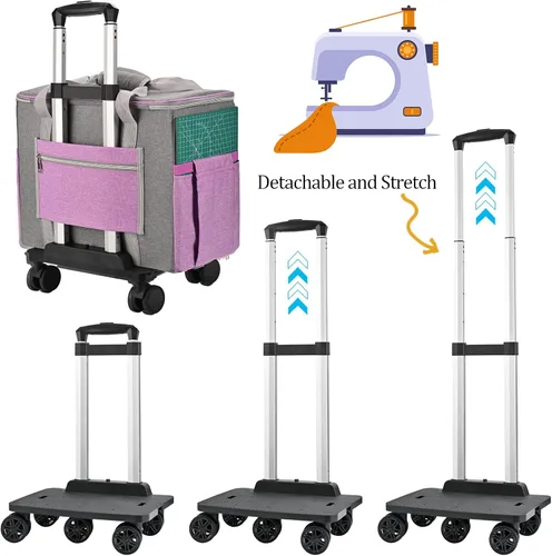 Miniatura 2 de FINESUN Funda para máquina de coser con ruedas, plegable, bolsa de transporte de lujo para máquina de coser para Brother, Singer, Janome y la Púrpura