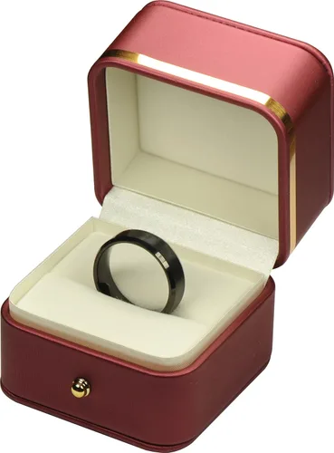 Miniatura 5 de Caja de anillo para propuesta de boda, compromiso para hombres y mujeres, de lujo, suave al tacto, color rojo de primera calidad, caja de joyería