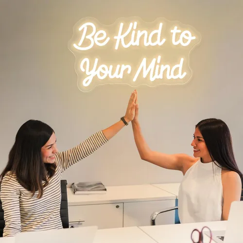 Miniatura 5 de Letrero de neón "Be Kind to Your Mind" luces de neón regulables LED para decoración de pared, palabras de aliento de neón USB, letreros de neón