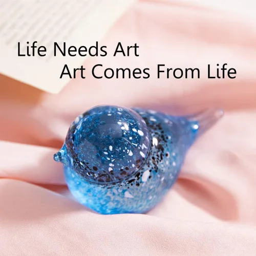 Miniatura 6 de QFkris Figura de pájaros azules de vidrio soplado hecho a mano de 4", escultura de animales de vidrio artístico, estatua de decoración del hogar