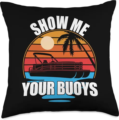 Miniatura 4 de Pontoon Boat Accessories & Lake Life Tees Show Me Your Buoys - Divertida almohada de humor para adultos, para amantes de los pontones, 16 x 16