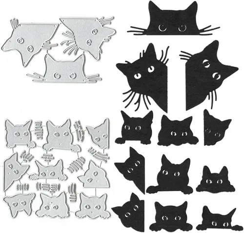 Troqueles de corte para gatos de Halloween, troqueles pequeños y lindos para hacer tarjetas de Halloween, animales y gatos, plantilla de plantilla