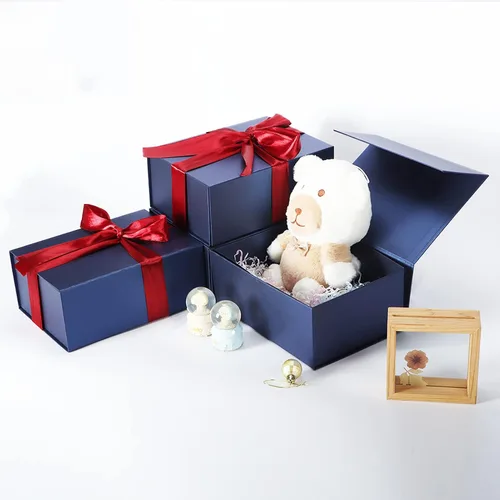 Miniatura 5 de Paquete de 4 cajas de regalo de 9.5 x 7 x 4 pulgadas con tapas de cierre magnético, caja magnética azul para bodas, propuestas de dama de honor