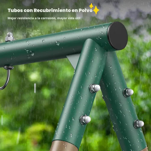 Miniatura 3 de Hapfan Juegos de columpios para patio trasero con columpio de platillo de plataforma de 45 pulgadas y columpio de cinturón, conjunto de columpios