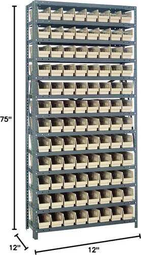 Miniatura 172 de Quantum QSBU-245BK Heavy Duty Shelving Unit with (7) Shelves and (24) QUS245 Black Bins for Garage Warehouse Storage Distribution 400 lb Load