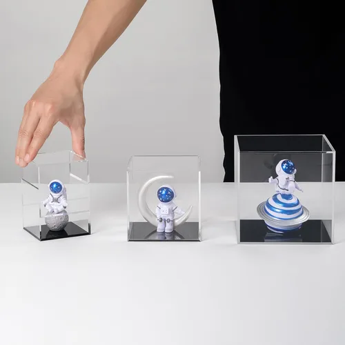 Miniatura 6 de Contenedores cuadrados de acrílico transparente con tapa, cajas de almacenamiento, figuras de acción para el hogar, juguetes organizadores