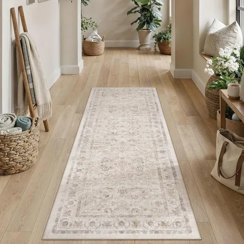 Miniatura 88 de PureCozy - Alfombra de área beige de 8 x 10, lavable, vintage, alfombra para sala de estar, dormitorio, gran alfombra suave retro de pelo bajo
