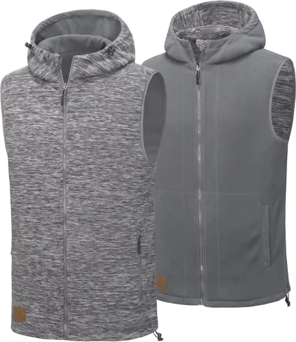 Miniatura 19 de Little Donkey Andy Chaleco de forro polar reversible para hombre, ligero, cálido, sin mangas, con capucha, para senderismo, caminar, viajar