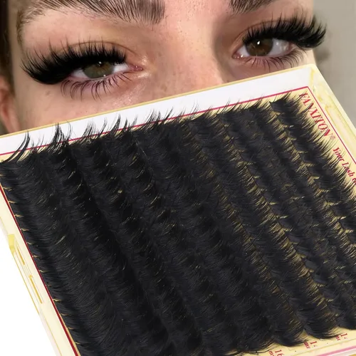 Miniatura 7 de Extensiones de racimos de pestañas voluminosas con racimos de manga puntiagudos, 300D, pestañas de 10-18 mm de grosor, extensiones de pestañas