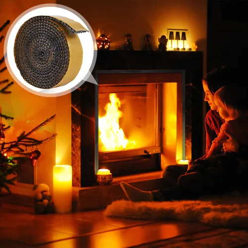 Miniatura 6 de Sello de cinta para chimenea, 1 x 1/8 x 79 pulgadas, sello de cuerda de fibra de vidrio autoadhesivo, junta de estufa de madera, cinta plana