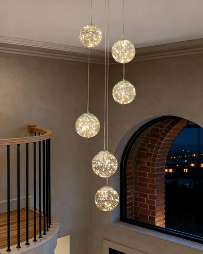 Miniatura 22 de Lámparas Colgantes Candelabros de Cristal Modernos Luminaria Colgante para Isla de Cocina Lámpara Colgante de Esfera, Candelabro Ajustable