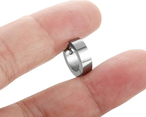 Miniatura 4 de Jstyle Pendientes de aro pequeños únicos de acero inoxidable para hombre, 1 par
