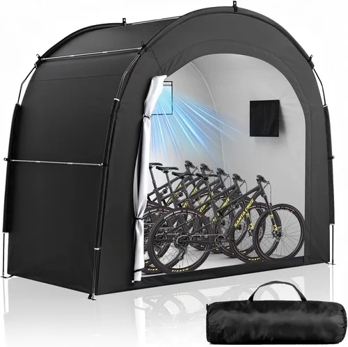 Miniatura 9 de Housolution Bike Storage Tent Shed for 3 Bikes, Outdoor Portable 210D Oxford Thick PU4000 Waterproof Bike Cover with Ventilated Window, Bike Tent