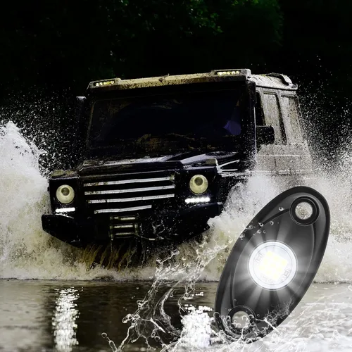 Miniatura 7 de Macarrie 12 Pods Luces LED Rock para Coche SUV Luces Underglow Impermeables Neón Trail Rig Lámpara Iluminación para Camión Motocicleta Barco ATV UTV