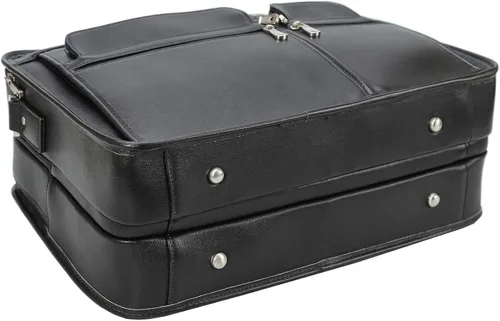 Miniatura 7 de Maletín de cuero de grano completo para hombre grande de 17 pulgadas de viaje de negocios bolsa de mensajero portátil con cremalleras de metal YKK