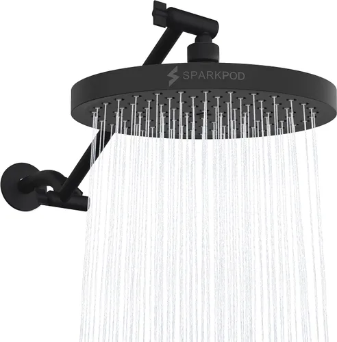 Miniatura 27 de SparkPod Cabezal de Ducha de Lluvia Redondo con Brazo de Extensión - Cabezal de Ducha de Altura Ajustable con Rendimiento de Alta Presión