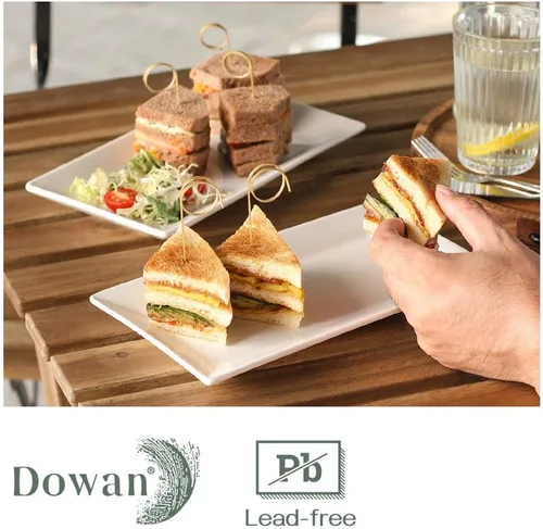 Miniatura 4 de DOWAN Juego de 4 platos rectangulares de 9.7 pulgadas, platos de restaurante para fiestas, bodas y entretenimiento, platos rectangulares blancos