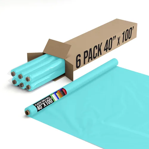 Miniatura 96 de Exquisito rollo de mantel de mesa de plástico aqua de Party Solids 4 piezas 40" X 300' Rollo de mantel de mesa de plástico - Rollos de mantel